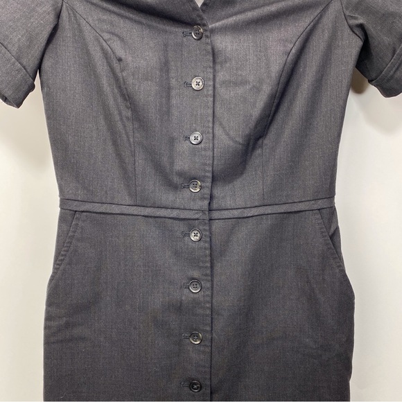 American Airlines Grey Womens Button Up Uniform Dress Size 0 Short Sleeve - Picture 8 of 13